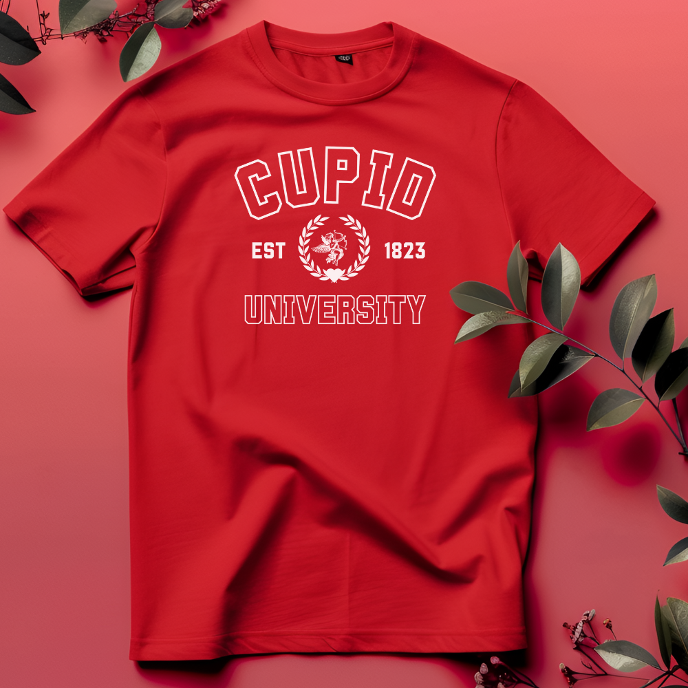 Cupid University T-Shirt | Hoodie- Valentine’s Day Shirt for Couples & Singles