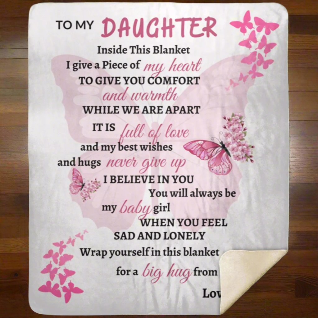 My Daughter Pink Butterfly Blanket Love Mom