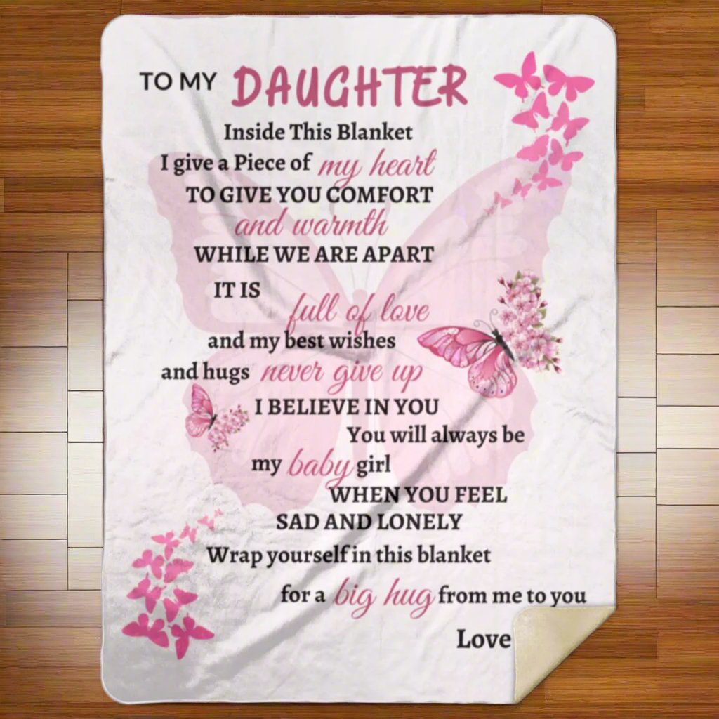 My Daughter Pink Butterfly Blanket Love Mom