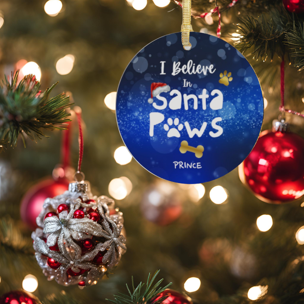 Personalized- Santa Paws Acrylic Ornament