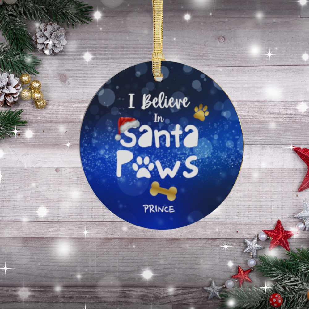 Personalized- Santa Paws Acrylic Ornament
