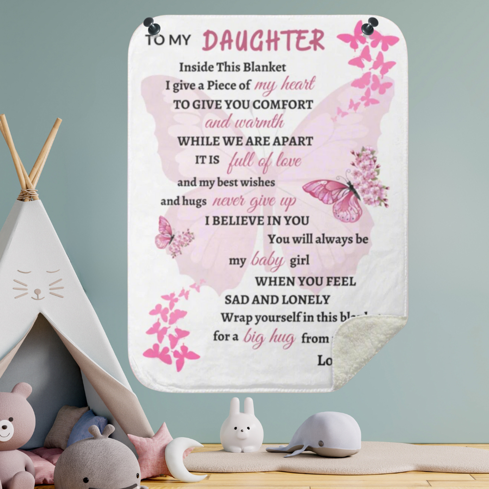 My Daughter Pink Butterfly Blanket Love Mom
