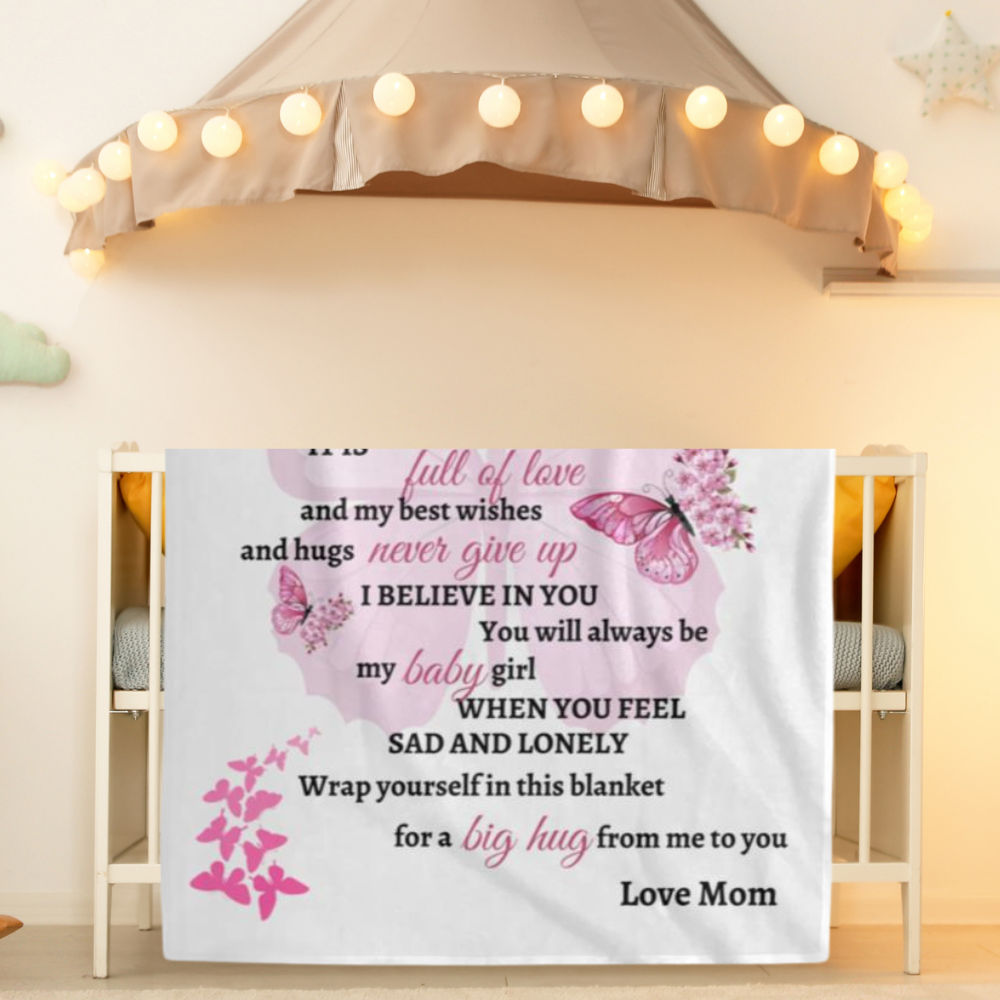 My Daughter Pink Butterfly Blanket Love Mom