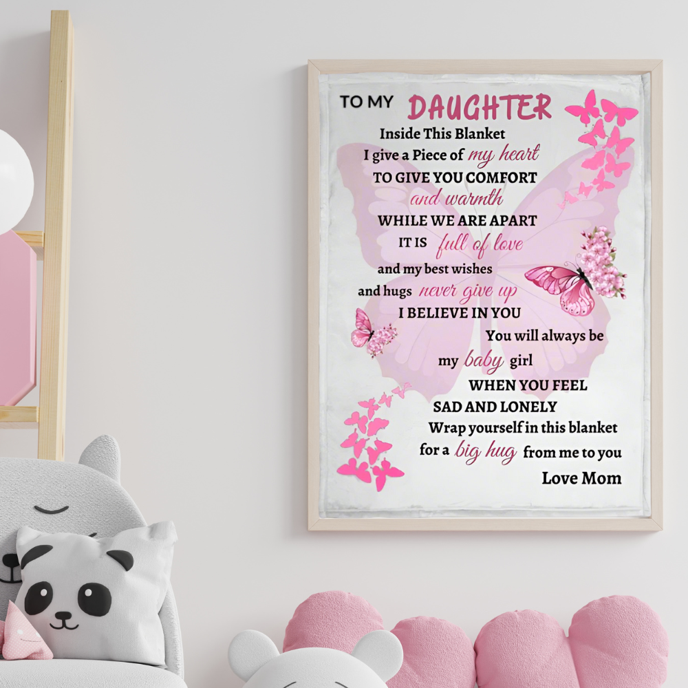 My Daughter Pink Butterfly Blanket Love Mom