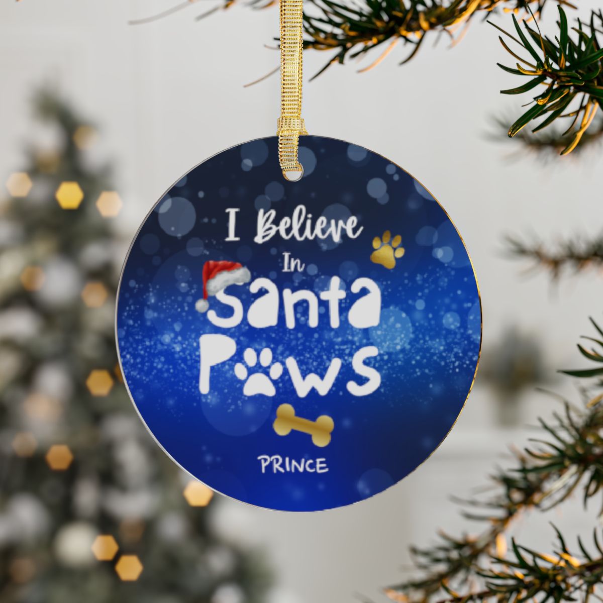 Personalized- Santa Paws Acrylic Ornament