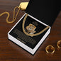 To My Son Lion Cuban Link Necklace/ Message Card- Gold Font