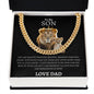 To My Son- Lion Cuban Link Necklace w/ Message Card