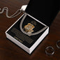 To My Son Lion Cuban Link Necklace/ Message Card- Gold Font