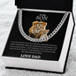 To My Son- Lion Cuban Link Necklace w/ Message Card