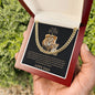 To My Son Lion Cuban Link Necklace/ Message Card- Gold Font