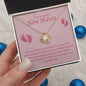 Amazing New Mama Love Knot Necklace- Pink Font