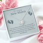 Amazing New Mama Love Knot Necklace- Blue Font