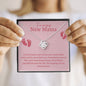 Amazing New Mama Love Knot Necklace- Pink Font
