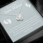 Amazing New Mama Love Knot Necklace- White Font