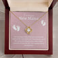 Amazing New Mama Love Knot Necklace- White Font