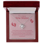 Amazing New Mama Love Knot Necklace- Pink Font
