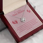 Amazing New Mama Love Knot Necklace- Pink Font