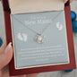 Amazing New Mama Love Knot Necklace- White Font