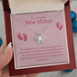 Amazing New Mama Love Knot Necklace- Pink Font