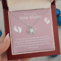 Amazing New Mama Love Knot Necklace- White Font