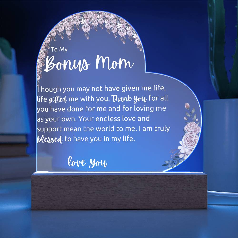 To My Bonus Mom Acrylic LED Plaque Gift