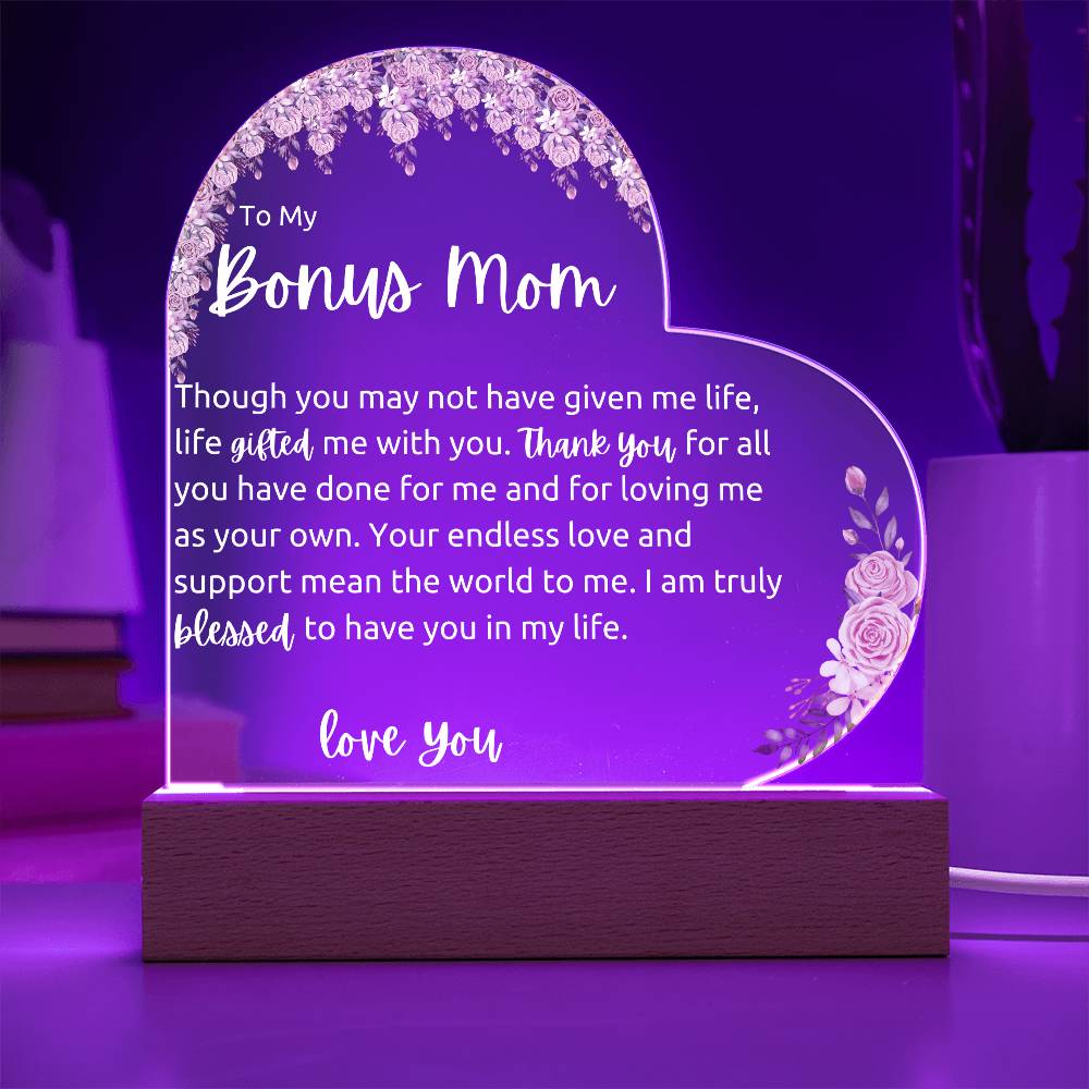 To My Bonus Mom Acrylic LED Plaque Gift