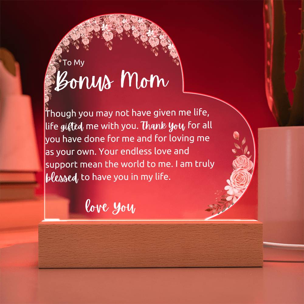To My Bonus Mom Acrylic LED Plaque Gift