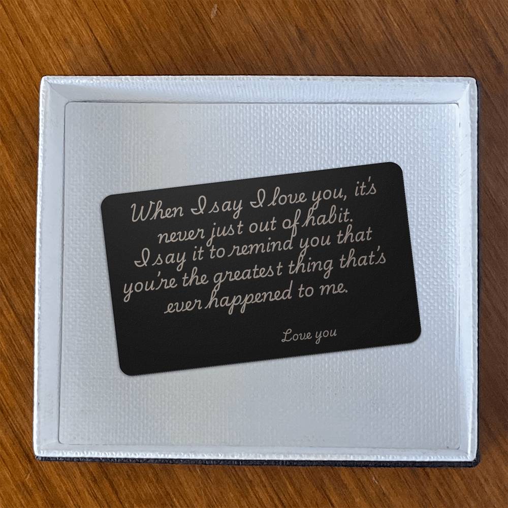 I Love You Engraved Metal Wallet Card