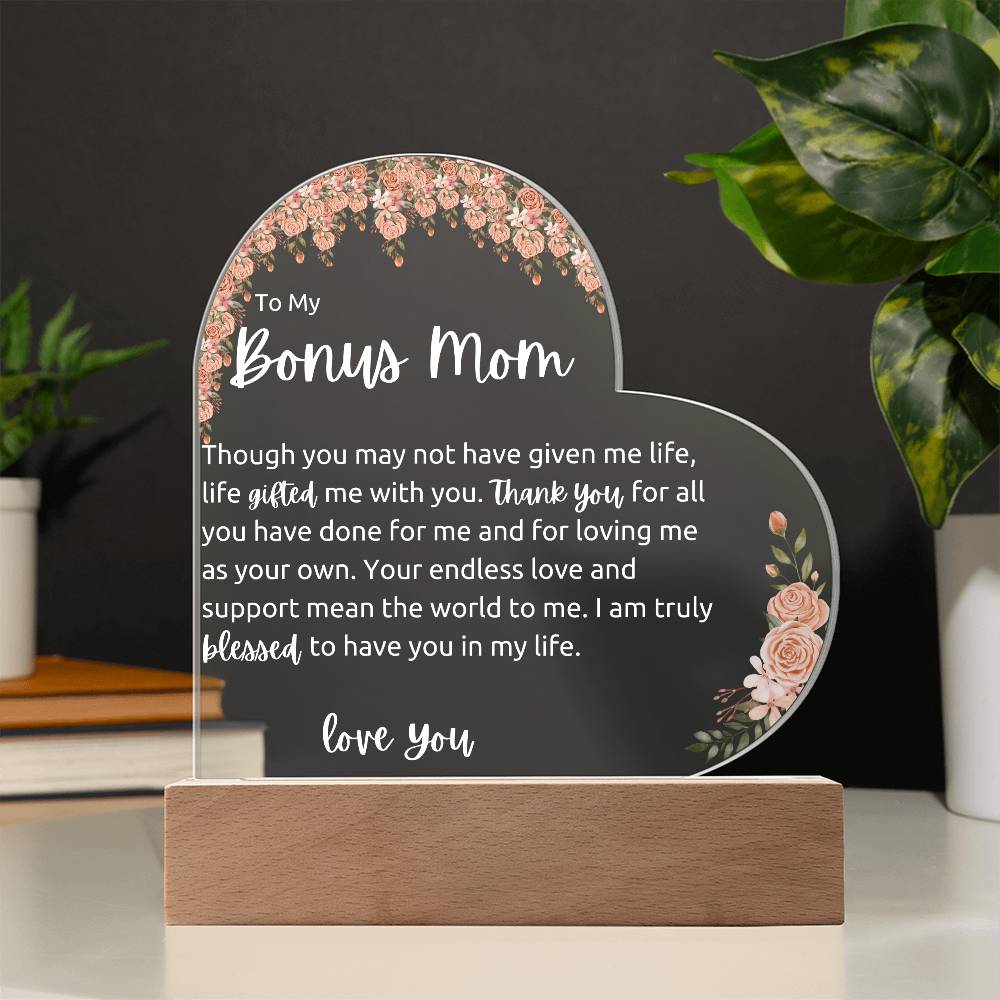 To My Bonus Mom Acrylic LED Plaque Gift