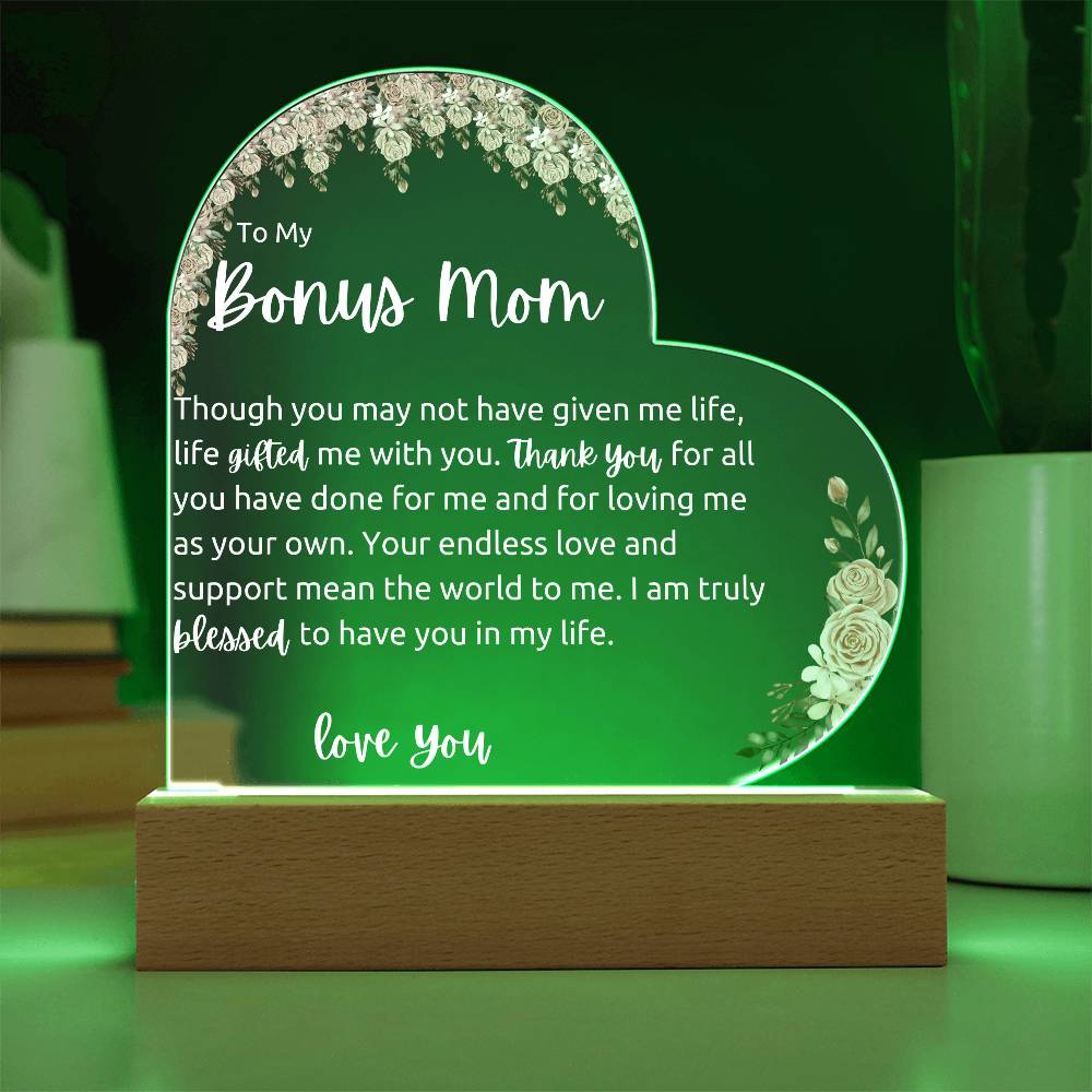 To My Bonus Mom Acrylic LED Plaque Gift