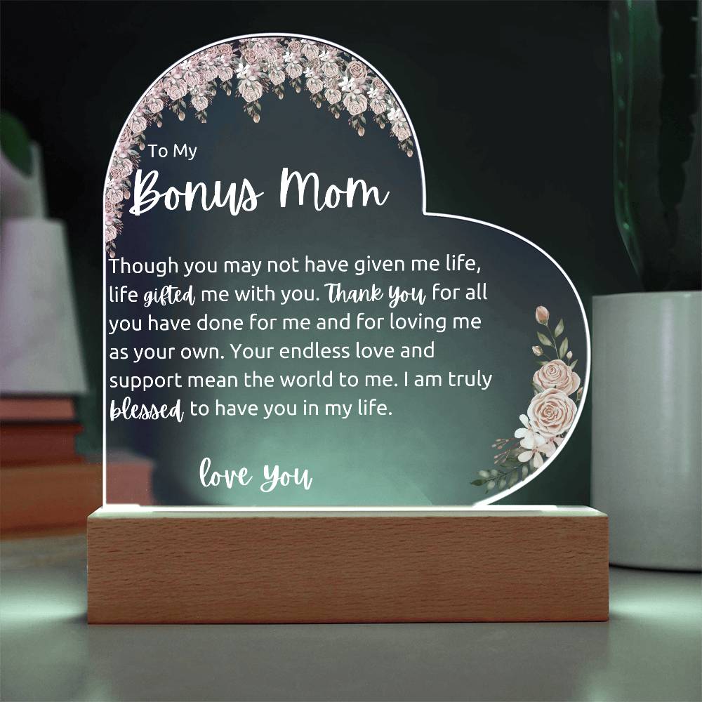 To My Bonus Mom Acrylic LED Plaque Gift