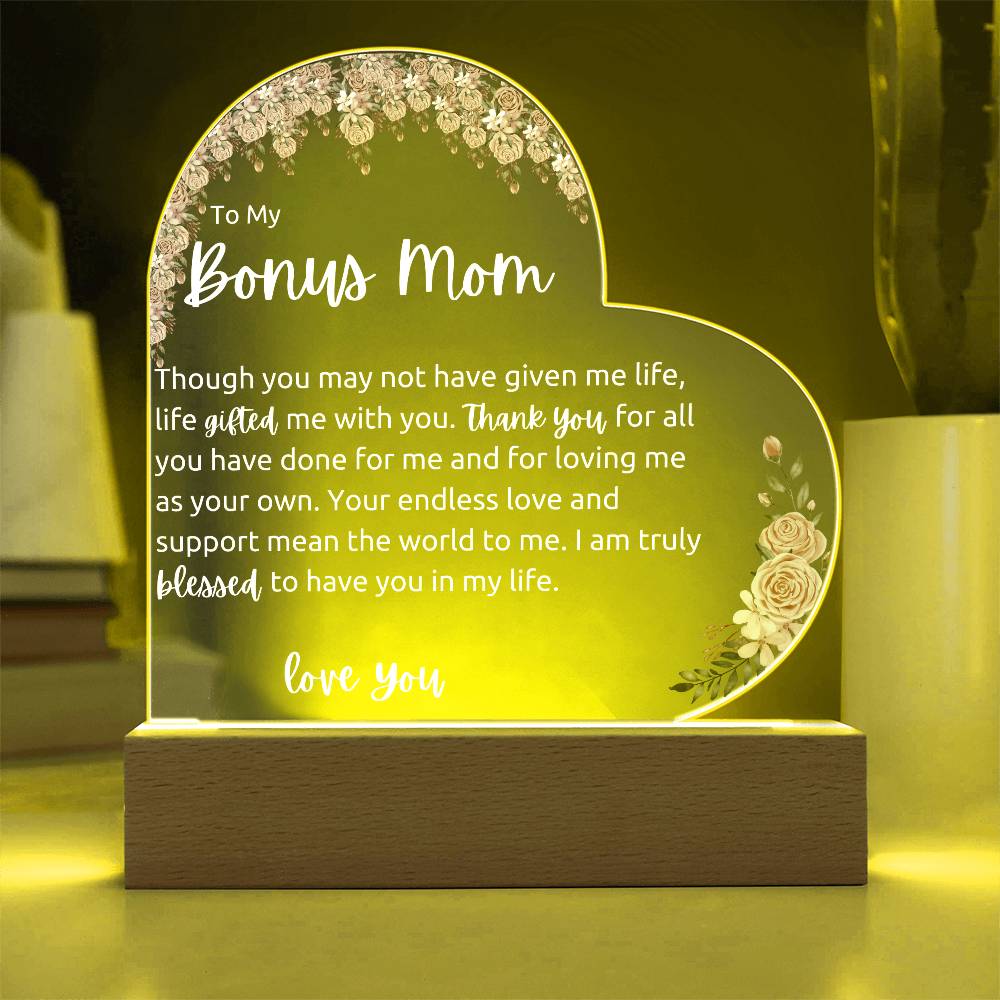 To My Bonus Mom Acrylic LED Plaque Gift