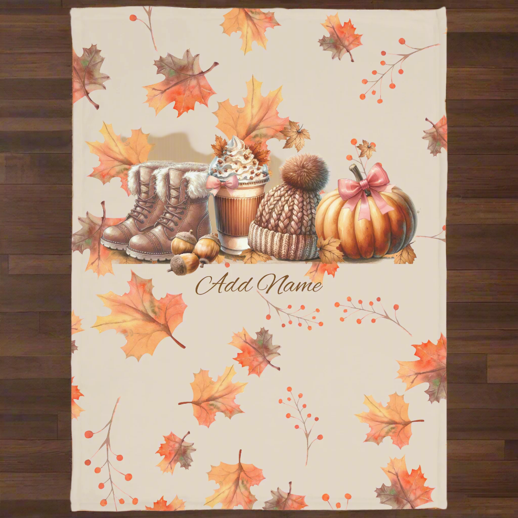 Personalized- Fall Time Plush Fleece Blanket