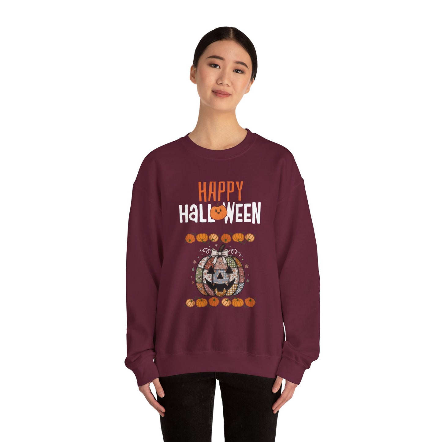 Happy Halloween Patchwork Pumpkin Sweatshirt