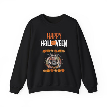 Happy Halloween Patchwork Pumpkin Sweatshirt