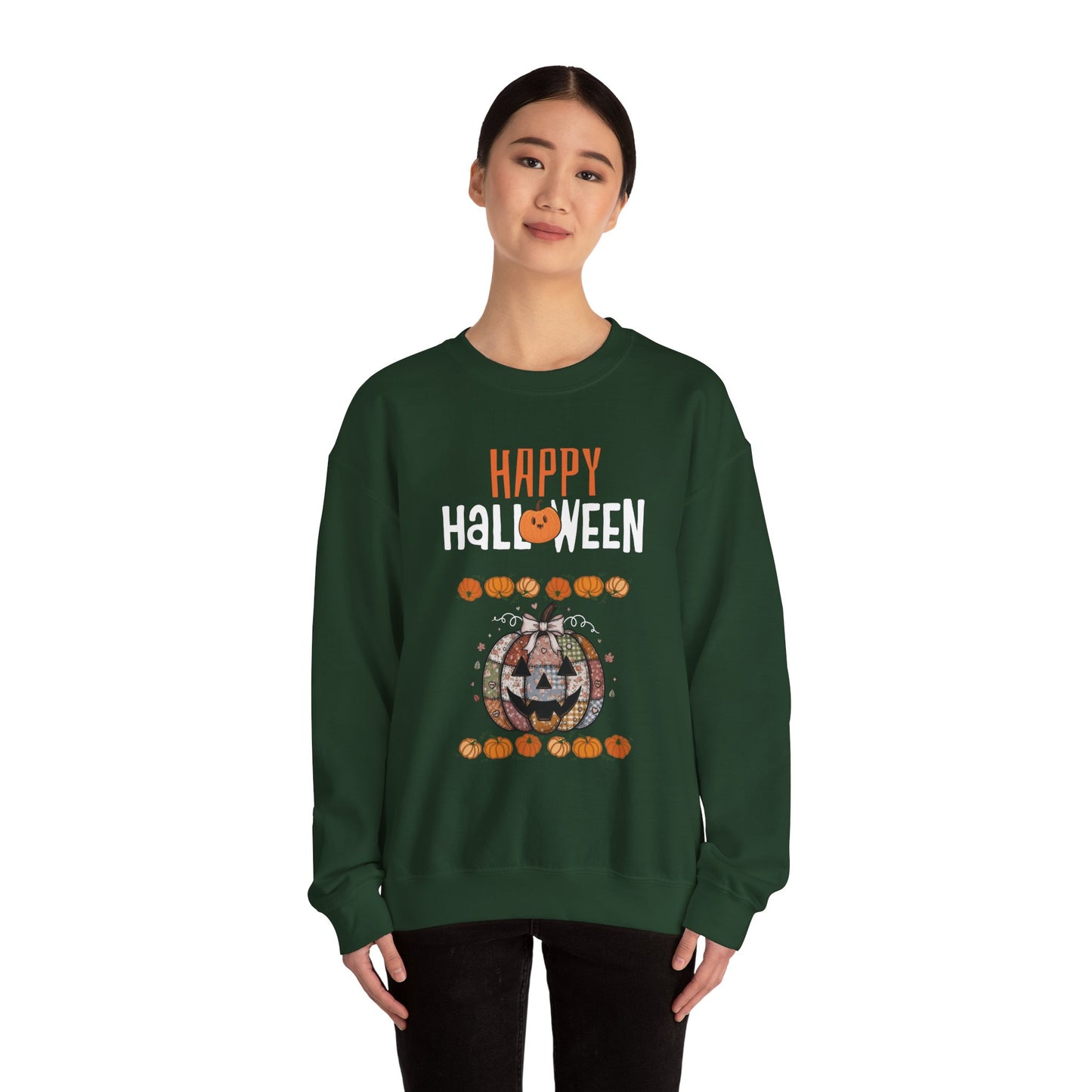 Happy Halloween Patchwork Pumpkin Sweatshirt