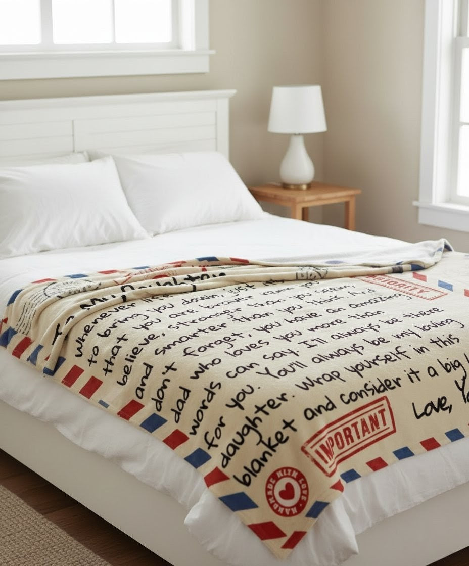 To My Daughter Love Dad Letter Mail Approved Blanket