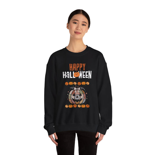 Happy Halloween Patchwork Pumpkin Sweatshirt