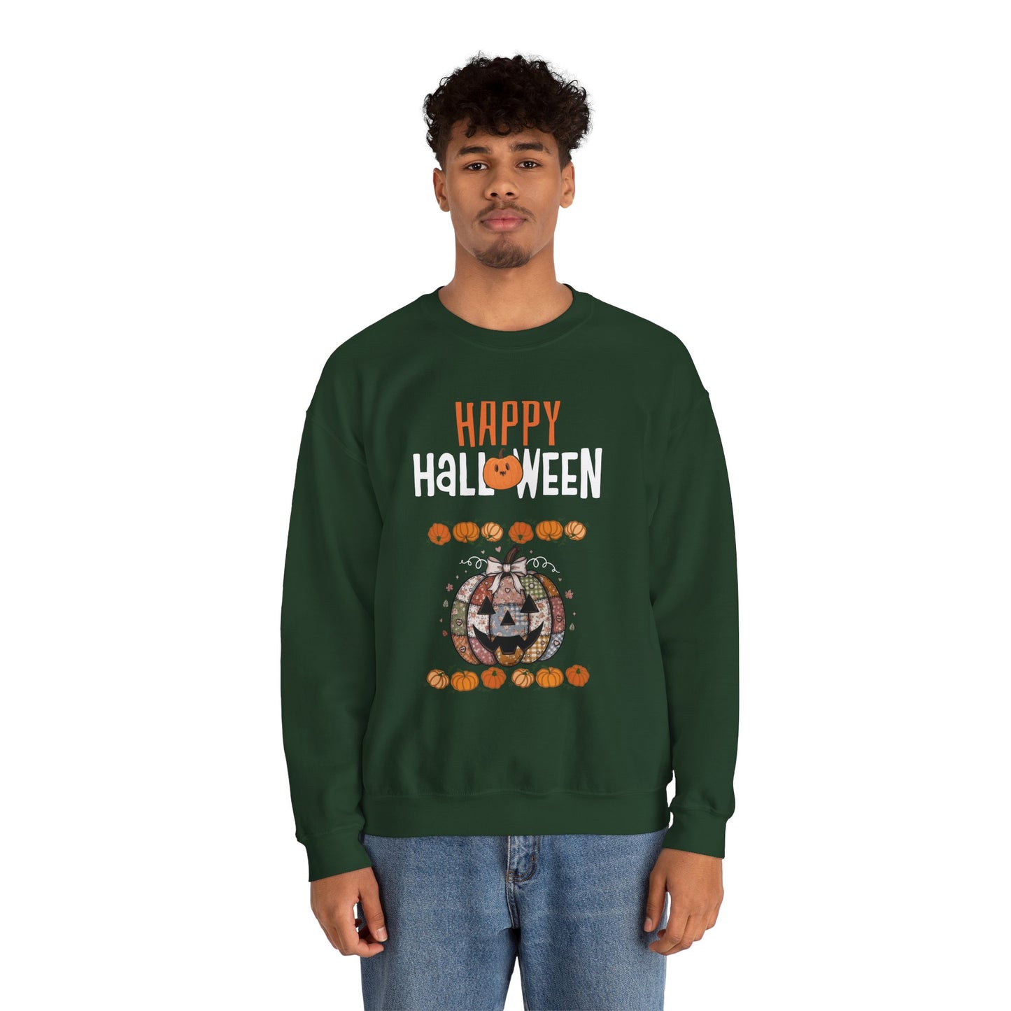 Happy Halloween Patchwork Pumpkin Sweatshirt