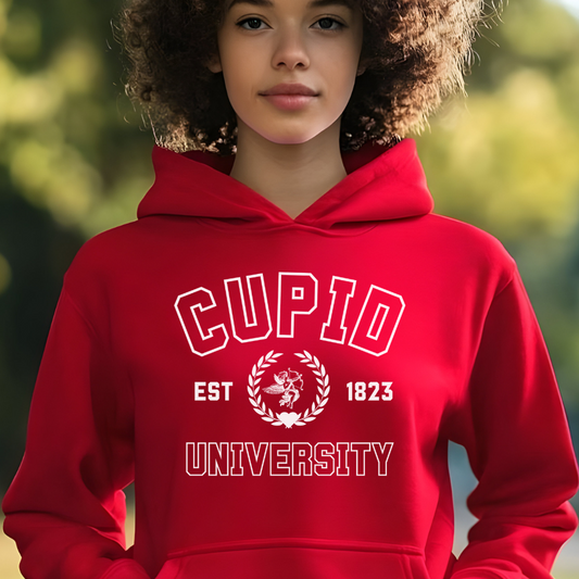 Cupid University T-Shirt | Hoodie- Valentine’s Day Shirt for Couples & Singles
