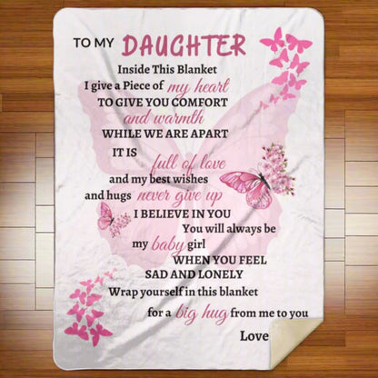 My Daughter Pink Butterfly Blanket Love Mom
