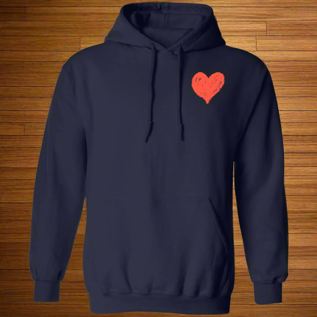 Pullover hoodie with 'A Big Piece of My Heart' and wing graphics, symbolizing love and remembrance in a cozy design