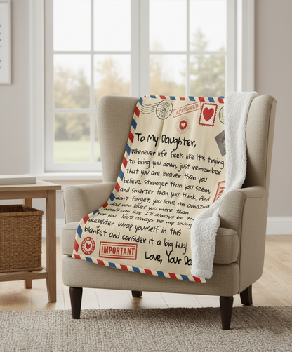 To My Daughter Love Dad Letter Mail Approved Blanket