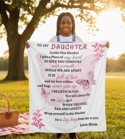 My Daughter Pink Butterfly Blanket Love Mom