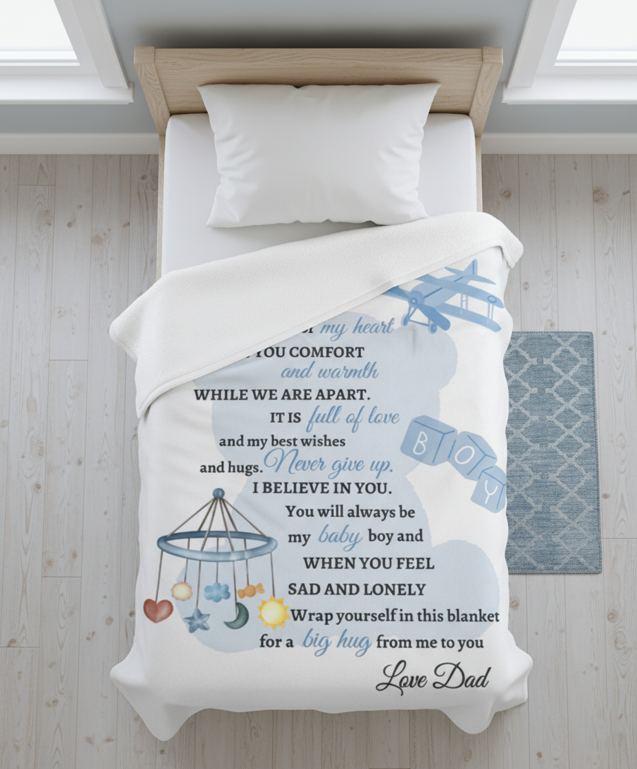 My Son Blue Teddy Blanket Love Dad