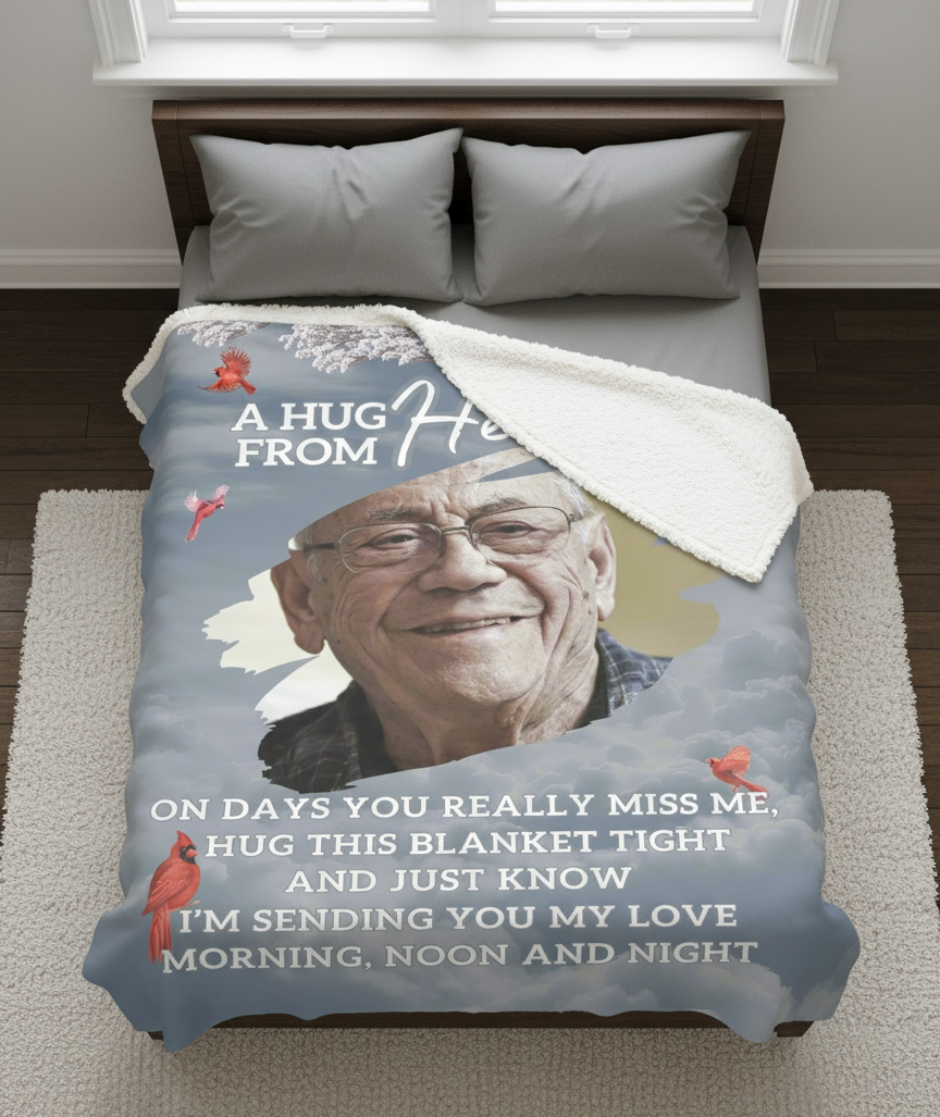 Personalized Memorial Photo Blanket- A Hug from Heaven