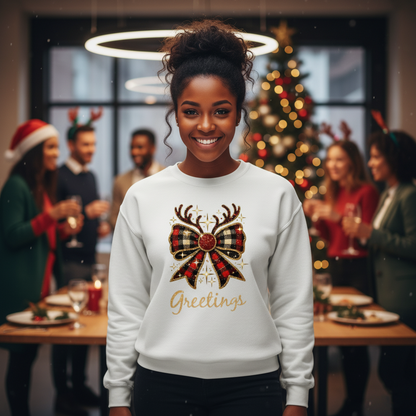 Greeting Christmas Bow Sweater Sweatshirt