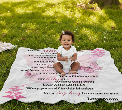 My Daughter Pink Butterfly Blanket Love Mom