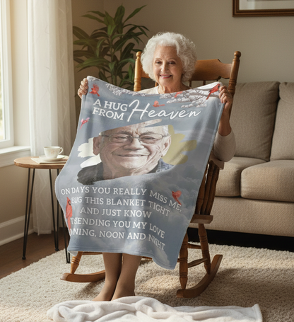Personalized Memorial Photo Blanket- A Hug from Heaven