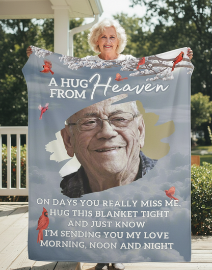 Personalized Memorial Photo Blanket- A Hug from Heaven